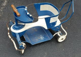 Vintage 1940 - 50s Taylor Tot Blue White Baby Stroller Walker