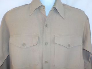 Vintage Garrison Tropical Khaki Wool Korean War Military Uniform Shirt Sz M