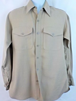 Vintage Garrison Tropical Khaki Wool Korean War Military Uniform Shirt sz M 2