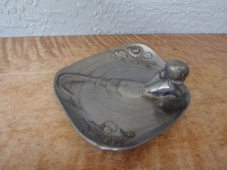 Awesome Antique Art Nouveau Metal Mermaid Calling Card Tray 2