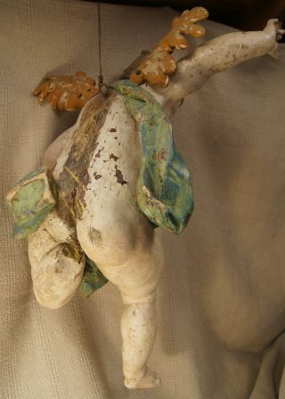 18th Century Hand Carved Wooden Painted Angel/Cherub Hanging Figure 6