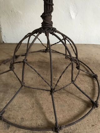 RARE TALL Old Antique Handmade 3 Tier Metal Wire Compote Stand Patina AAFA 5