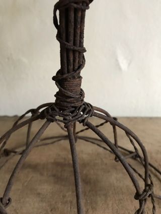 RARE TALL Old Antique Handmade 3 Tier Metal Wire Compote Stand Patina AAFA 6