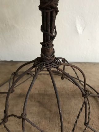 RARE TALL Old Antique Handmade 3 Tier Metal Wire Compote Stand Patina AAFA 9