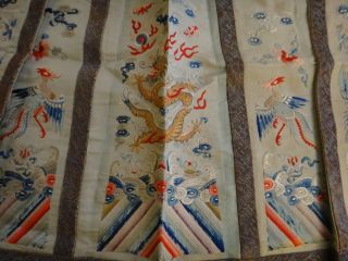 Antique Chinese Embroidered Silk Skirt.  Lt.  Qing Dynasty.  Five claw dragons. 3