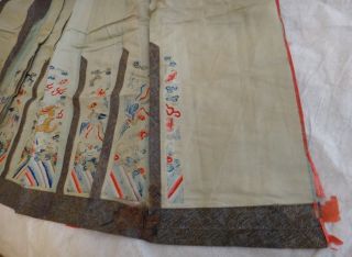Antique Chinese Embroidered Silk Skirt.  Lt.  Qing Dynasty.  Five claw dragons. 4