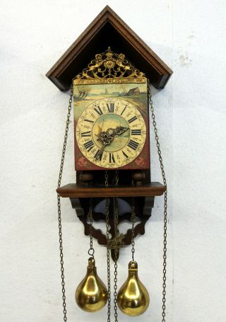 Old Particular Wall Clock Type Zaanse Dutch Antique Vintage Wall Clock 8 Day