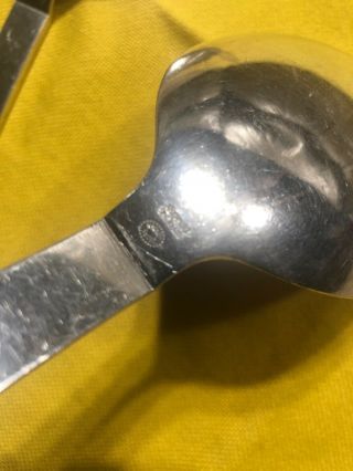 Vintage Georg Jensen Pyramid Is Sterling Silver Large Serving Fork And Spoon 3