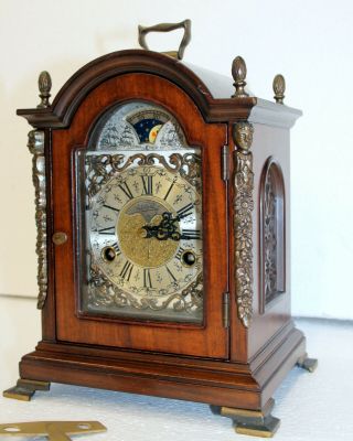 Old Table Clock Dutch Vintage Moonphase Clock Walnut Warmink Table Clock Warmink