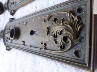 Vintage Antique LG Heavy Cast Bronze Brass Door Hardware 1900 SET 1219 G 4