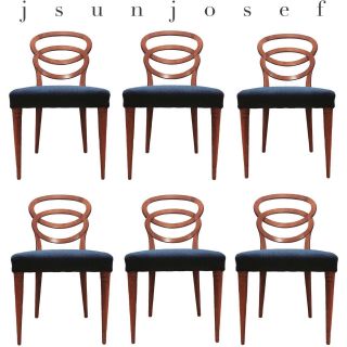 Set Six Charak Quality Joseph Gerte Hollywood Regency Mid Century Dining Chairs