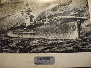 Kaiser Co.  Inc.  Vancouver Shipyard 5 framed warship pictures from 1944 by G.  Lee 3
