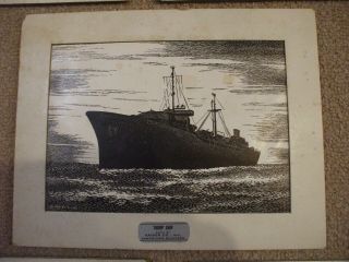 Kaiser Co.  Inc.  Vancouver Shipyard 5 framed warship pictures from 1944 by G.  Lee 6