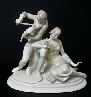 Hutschenreuther German Porcelain Figural Group Violinist Figurine By C.  Werner