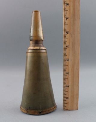 Unique Antique 18/19thC American Primitive Black Powder Horn w/ Measure Cap 2