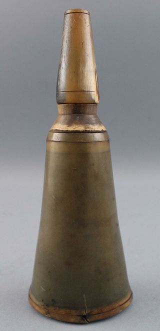 Unique Antique 18/19thC American Primitive Black Powder Horn w/ Measure Cap 3