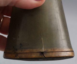 Unique Antique 18/19thC American Primitive Black Powder Horn w/ Measure Cap 6