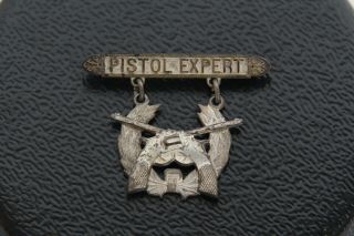 Rare 1914 Pistol Expert Badge Silver Rock Island Army Shooting Badge