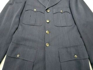 Vintage Korea War US Air Force Officer Military Blue 84 Dress Coat Jacket Sz 40 3