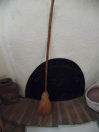 Antique Hand Made Shaved Long Handled Hearth Broom Country Primitive Vg Cd