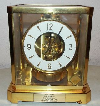 Vintage Brass Lecoultre Atmos Perpetual Motion Clock 15j Mantel Shelf Clock Nr