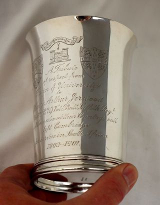 Sterling Silver Trophy.  Cambridge University Boer War Tribute Julep Cup / Medal. 4
