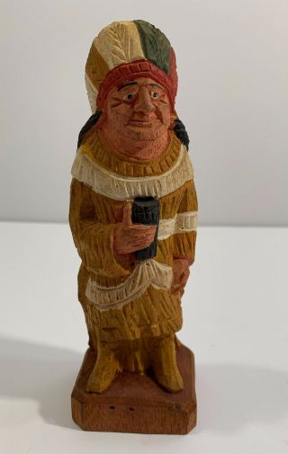 Vintage American Folk Art Miniature Cigars Store Indian Carving