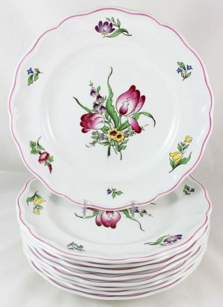 English Set 9 Dinner Plates Spode China Marlborough Sprays 2/6770 Pink Flowers