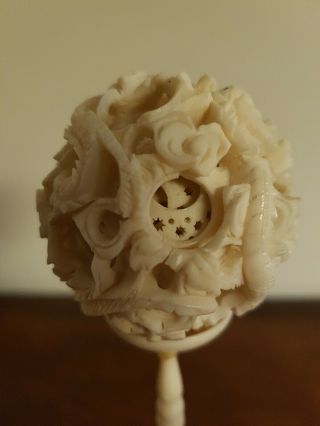 Antique Chinese hand carved puzzle ball.  1900 - 1947 3