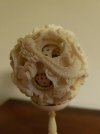 Antique Chinese hand carved puzzle ball.  1900 - 1947 5