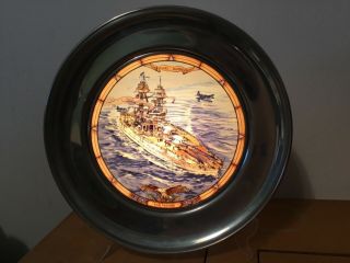 Uss Arizona Us Historical Society Stained Glass Pewter Plate By John Roach