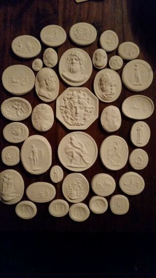 38 Grand Tour Cameos Intaglios Gems Medallions Plaster Seals Tassies P&p