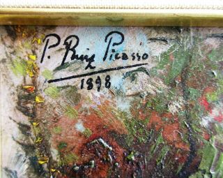 Pablo Picasso Vintage Rare 1898 - Oil On Wood - Hand Signed No Print
