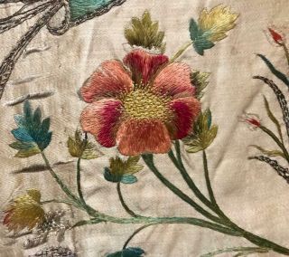 EXQUISITE RARE EARLY 18th CENTURY FRENCH SILK & GOLD THREAD EMBROIDERY,  16. 10