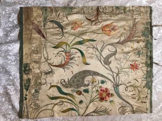 EXQUISITE RARE EARLY 18th CENTURY FRENCH SILK & GOLD THREAD EMBROIDERY,  16. 2