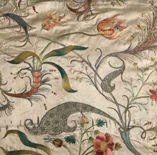 EXQUISITE RARE EARLY 18th CENTURY FRENCH SILK & GOLD THREAD EMBROIDERY,  16. 3