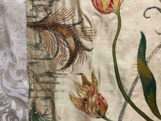 EXQUISITE RARE EARLY 18th CENTURY FRENCH SILK & GOLD THREAD EMBROIDERY,  16. 8