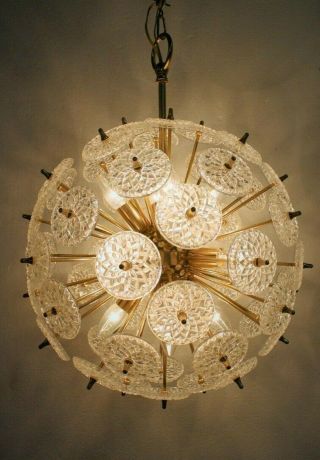 VAL SAINT LAMBERT sputnik Lampe crystal glass chandelier vintage retro design 3