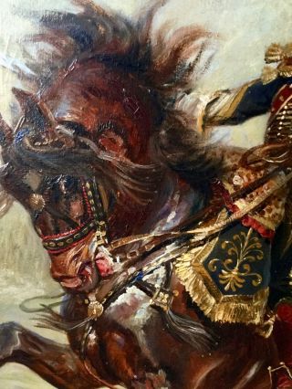 Antique Oil Portrait Colonel of Napoleon ' s Imperial Guard Horse Artillery RARE 3