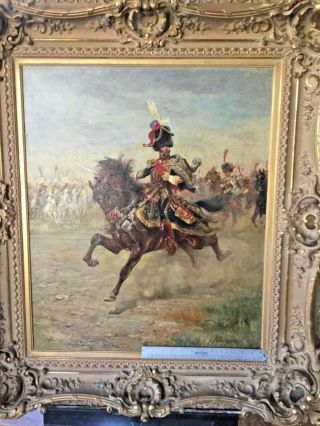 Antique Oil Portrait Colonel of Napoleon ' s Imperial Guard Horse Artillery RARE 4