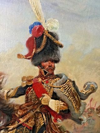 Antique Oil Portrait Colonel of Napoleon ' s Imperial Guard Horse Artillery RARE 5