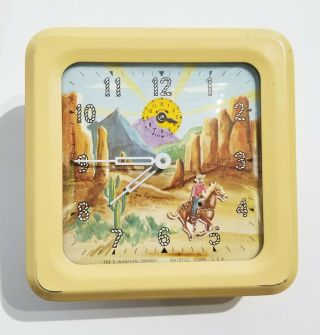 Vintage F Ingraham Company Cowboy Roy Rogers Alarm Clock Bristol Conn Wild West