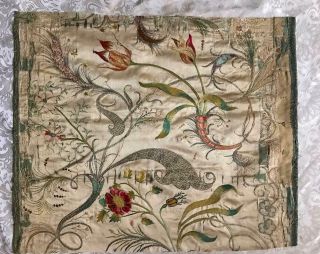 EXQUISITE RARE EARLY 18th CENTURY FRENCH SILK & GOLD THREAD EMBROIDERY,  15. 3
