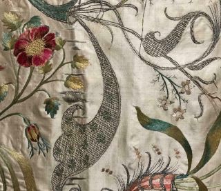 EXQUISITE RARE EARLY 18th CENTURY FRENCH SILK & GOLD THREAD EMBROIDERY,  15. 5
