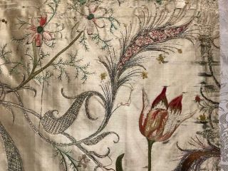 EXQUISITE RARE EARLY 18th CENTURY FRENCH SILK & GOLD THREAD EMBROIDERY,  15. 6