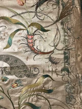 EXQUISITE RARE EARLY 18th CENTURY FRENCH SILK & GOLD THREAD EMBROIDERY,  15. 8