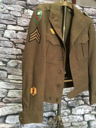 U.  S.  6th Army Ww2 Ruptured Duck Sergeant Quartermaster Dress Jacket Size 36