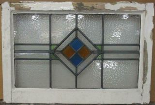 Midsize Old English Leaded Stained Glass Window Geometric Band 25.  5 " X 17.  25 "