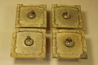 Vintage Beardmore 4 X Gilt Brass 3 " Square Flush Light Switches