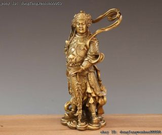 China Brass Copper Dragon Wei Tuo Weituo Warrior Protection Of God Buddha Statue